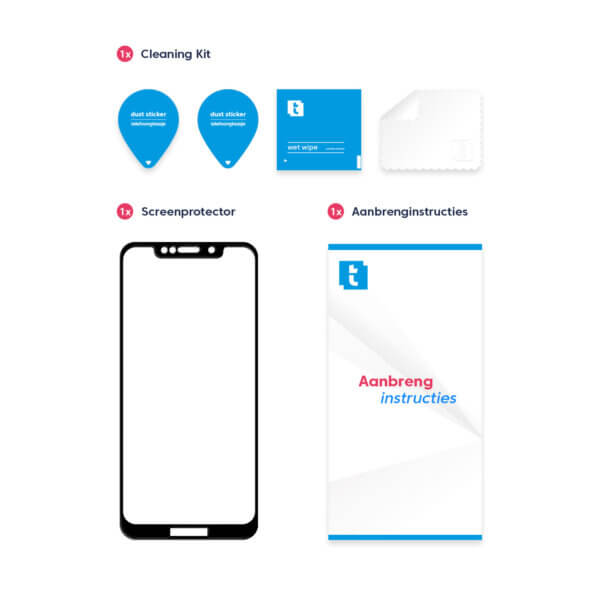 Inhoud verpakking Motorola Moto One screenprotector Edge to Edge