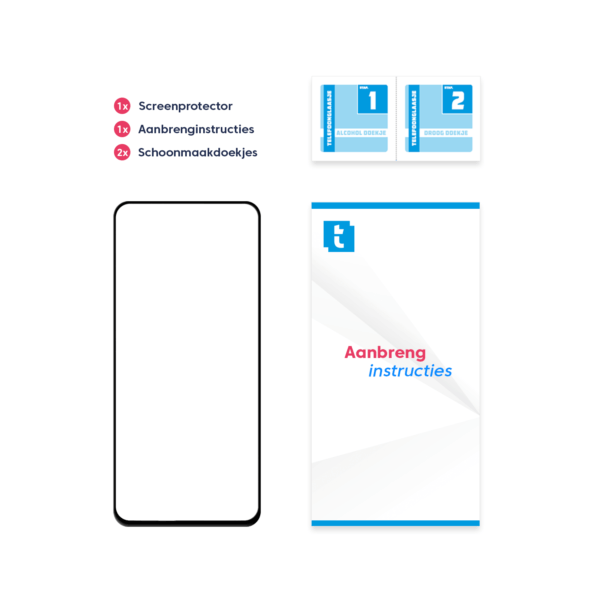 Inhoud verpakking Samsung Galaxy A80 screenprotector Edge to Edge