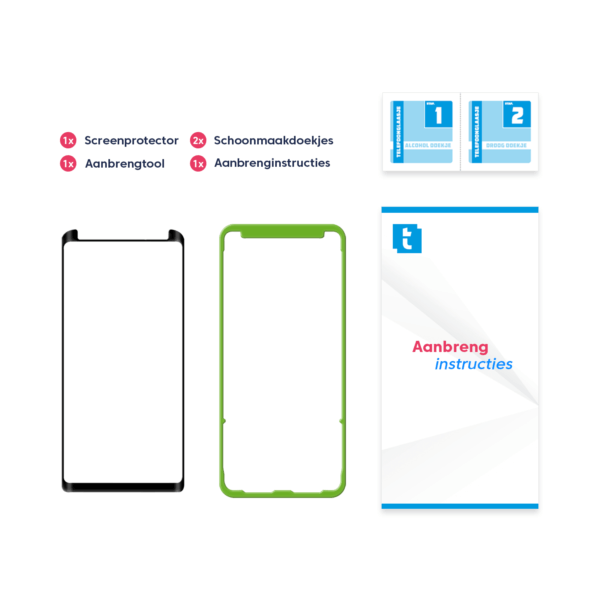 Inhoud verpakking Samsung Galaxy Note 8 screenprotector Case Friendly
