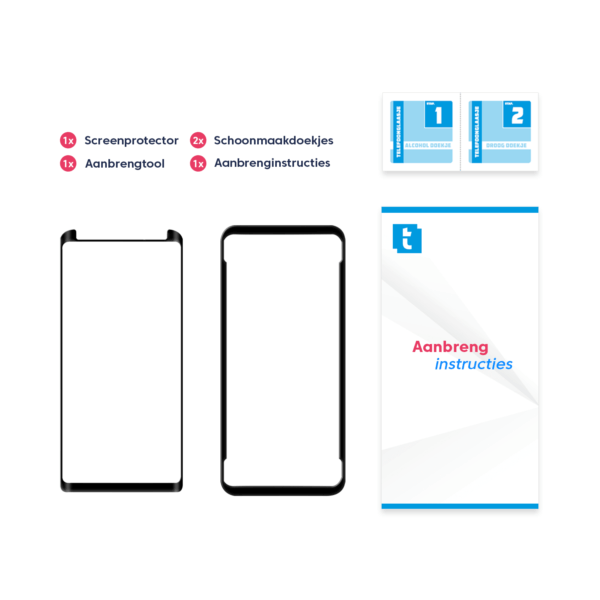 Inhoud verpakking Samsung Galaxy Note 9 screenprotector Case Friendly