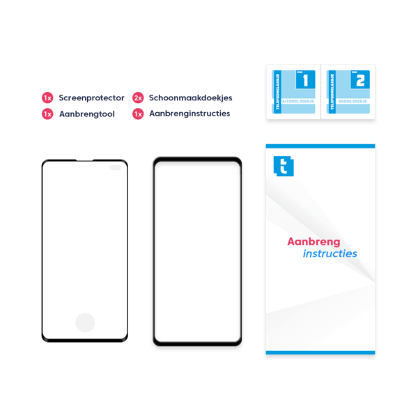 Inhoud verpakking Samsung Galaxy S10 Plus screenprotector Case Friendly