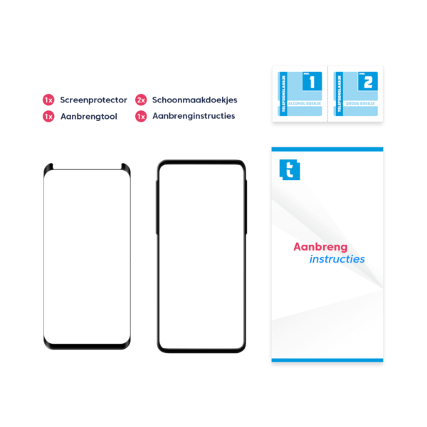 Inhoud verpakking Samsung Galaxy S9 Plus screenprotector Case Friendly