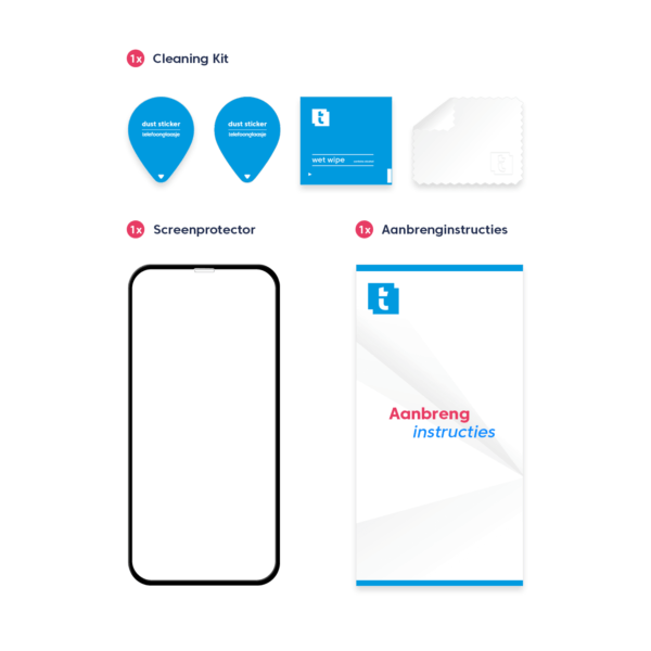 Inhoud verpakking iPhone X screenprotector Edge to Edge