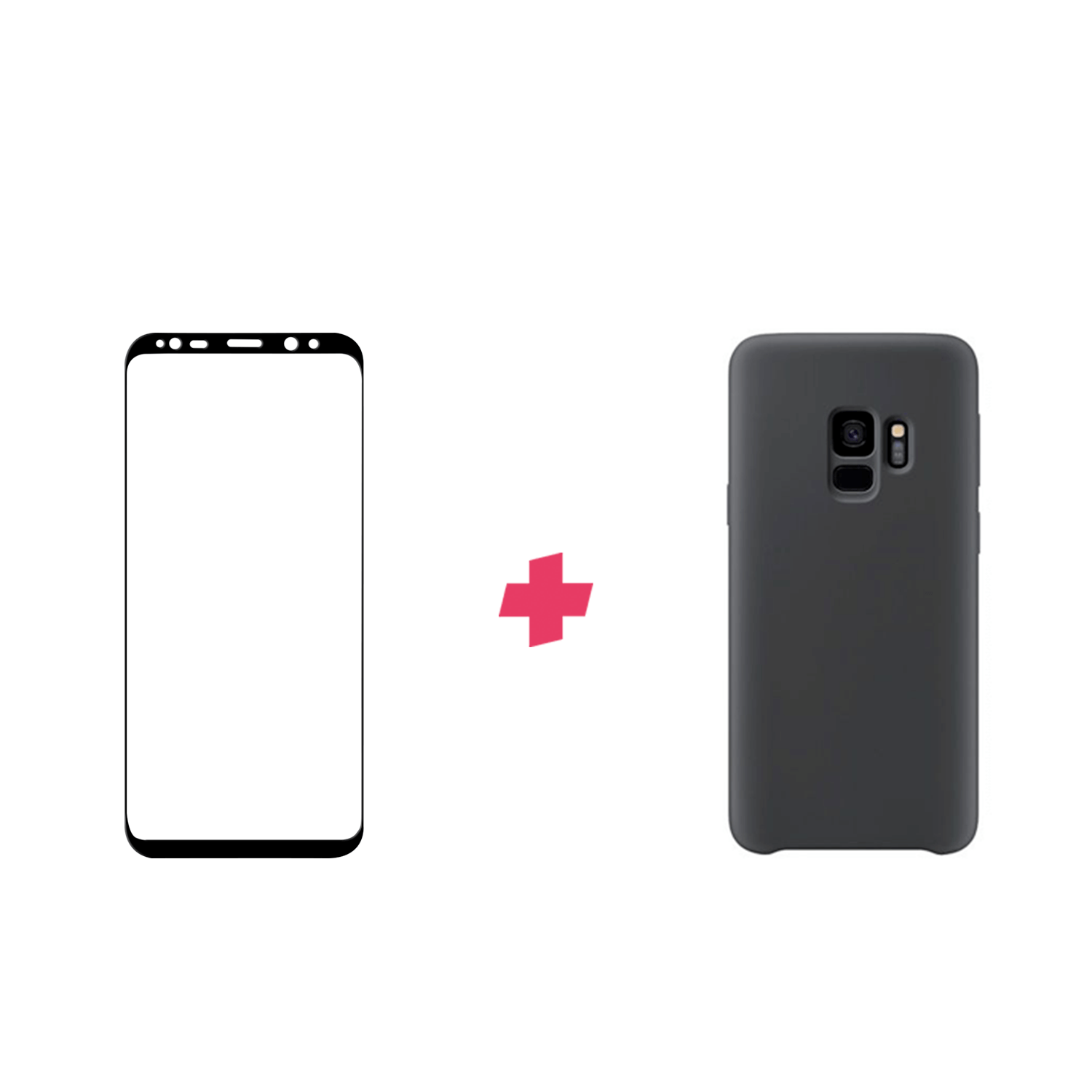 Bundel: Samsung Galaxy S9 Plus screenprotector + zwart Siliconen hoesje