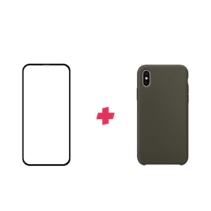 Bundel: iPhone XS screenprotector met siliconen hoesje