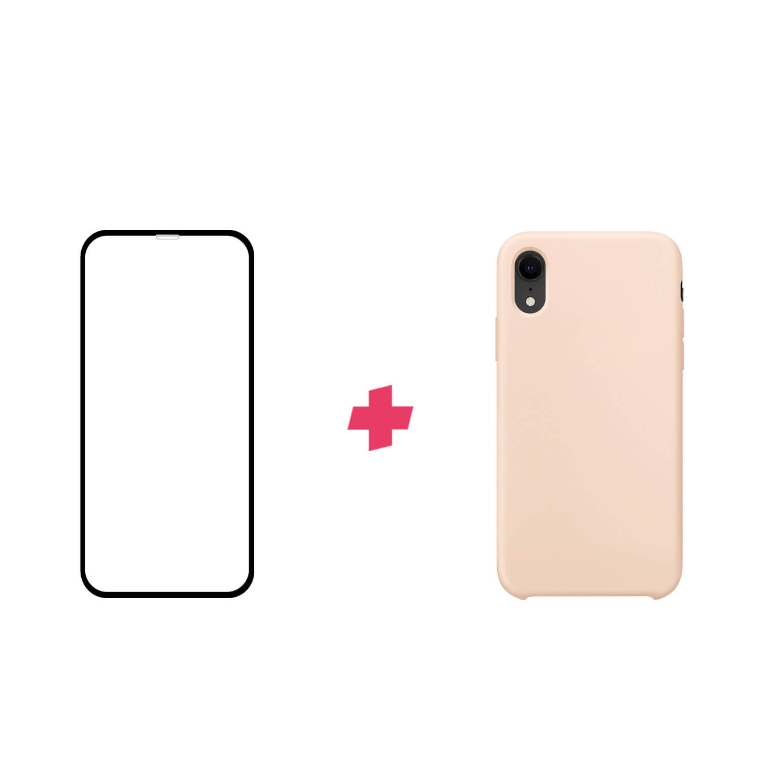Bundel: iPhone XR screenprotector + Pink Sand Siliconen hoesje