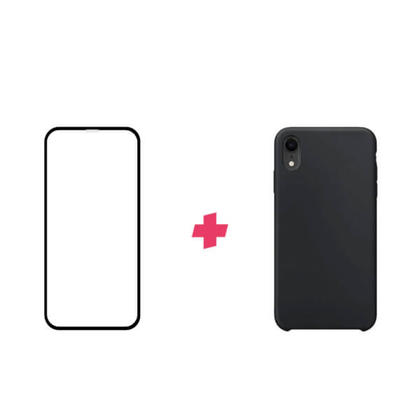 Bundel: iPhone XR screenprotector met siliconen hoesje