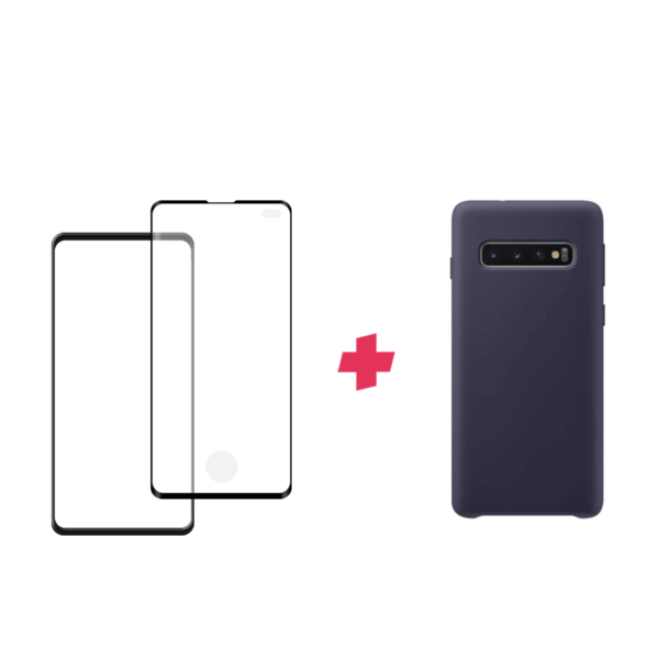 Bundel: Galaxy S10 screenprotector met siliconen hoesje
