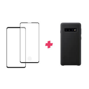 Bundel: Galaxy S10 screenprotector met siliconen hoesje