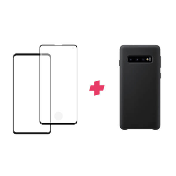 Bundel: Galaxy S10 screenprotector met siliconen hoesje