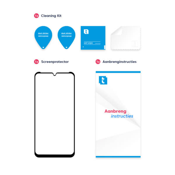 Inhoud verpakking Motorola Moto G8 Plus screenprotector Edge to Edge