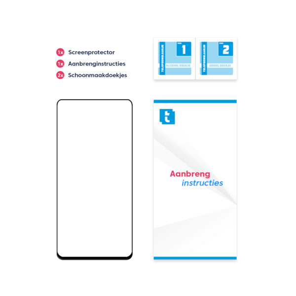 Inhoud verpakking Samsung Galaxy Note 10 Lite screenprotector Edge to Edge