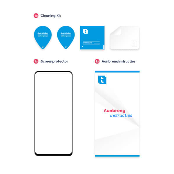 Inhoud verpakking OPPO A91 screenprotector