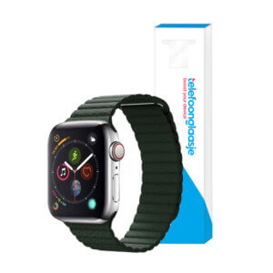 Apple Watch lederen rib bandje Donkergroen 42-44mm