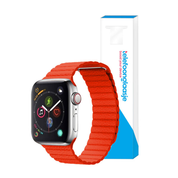 Apple Watch lederen rib bandje Rood 38-40mm