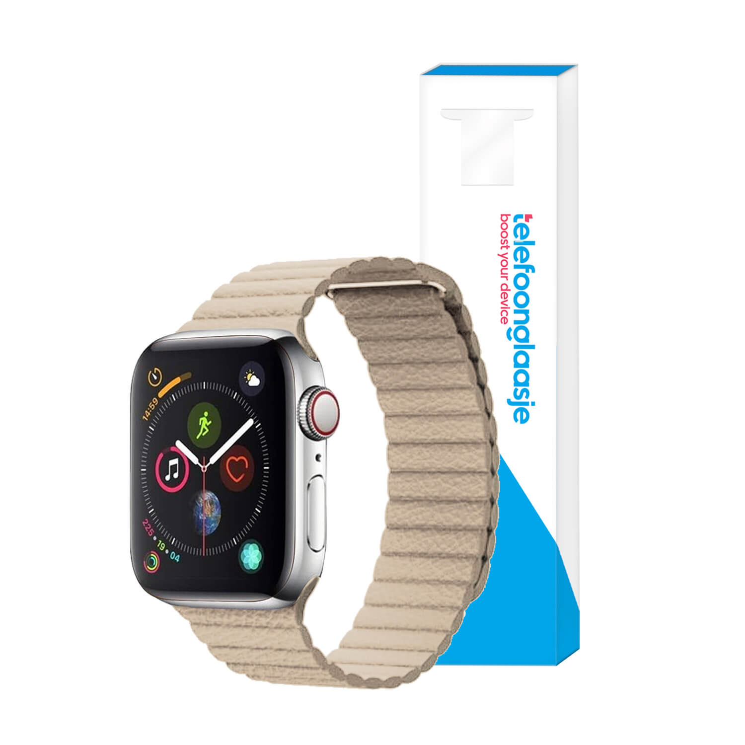 Lederen ribbel bandje Apple Watch 1/2/3/4/5/6/SE – 42/44mm - Zand