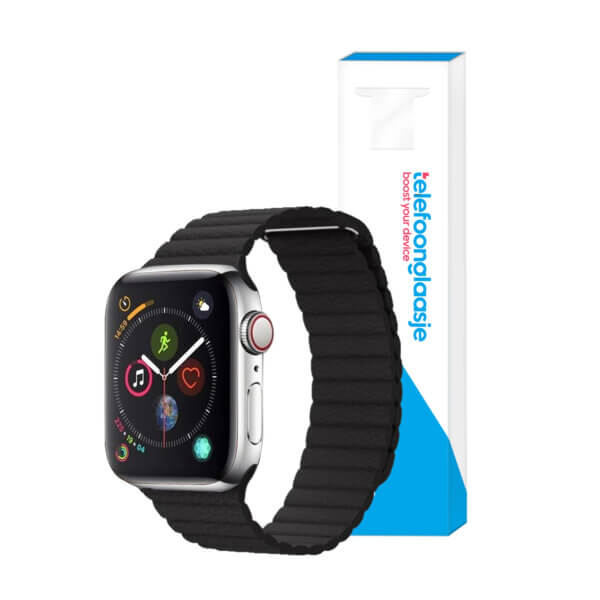 Apple Watch lederen rib bandje Zwart 38-40mm