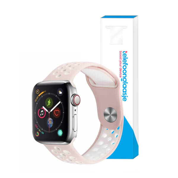 Apple Watch sportbandje Siliconen Roze/Wit 38-40mm