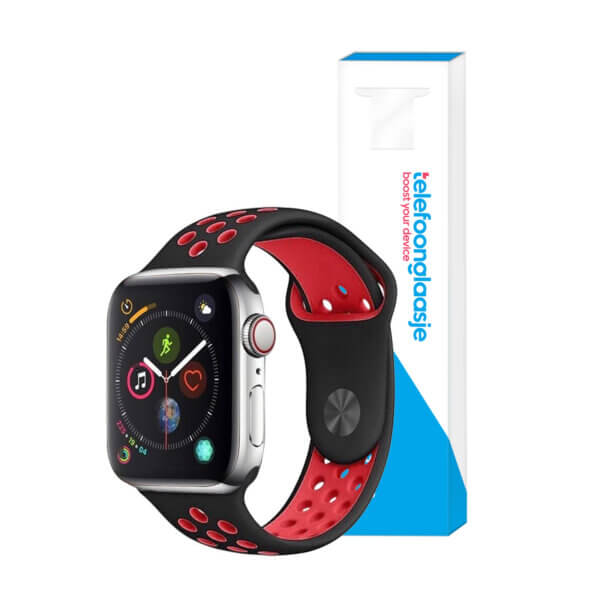 Apple Watch sportbandje Siliconen Zwart/Rood 38-40mm
