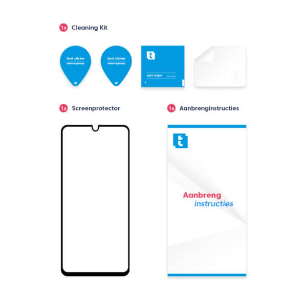 Inhoud Telefoonglaasje Samsung Galaxy A41 screenprotector gehard glas