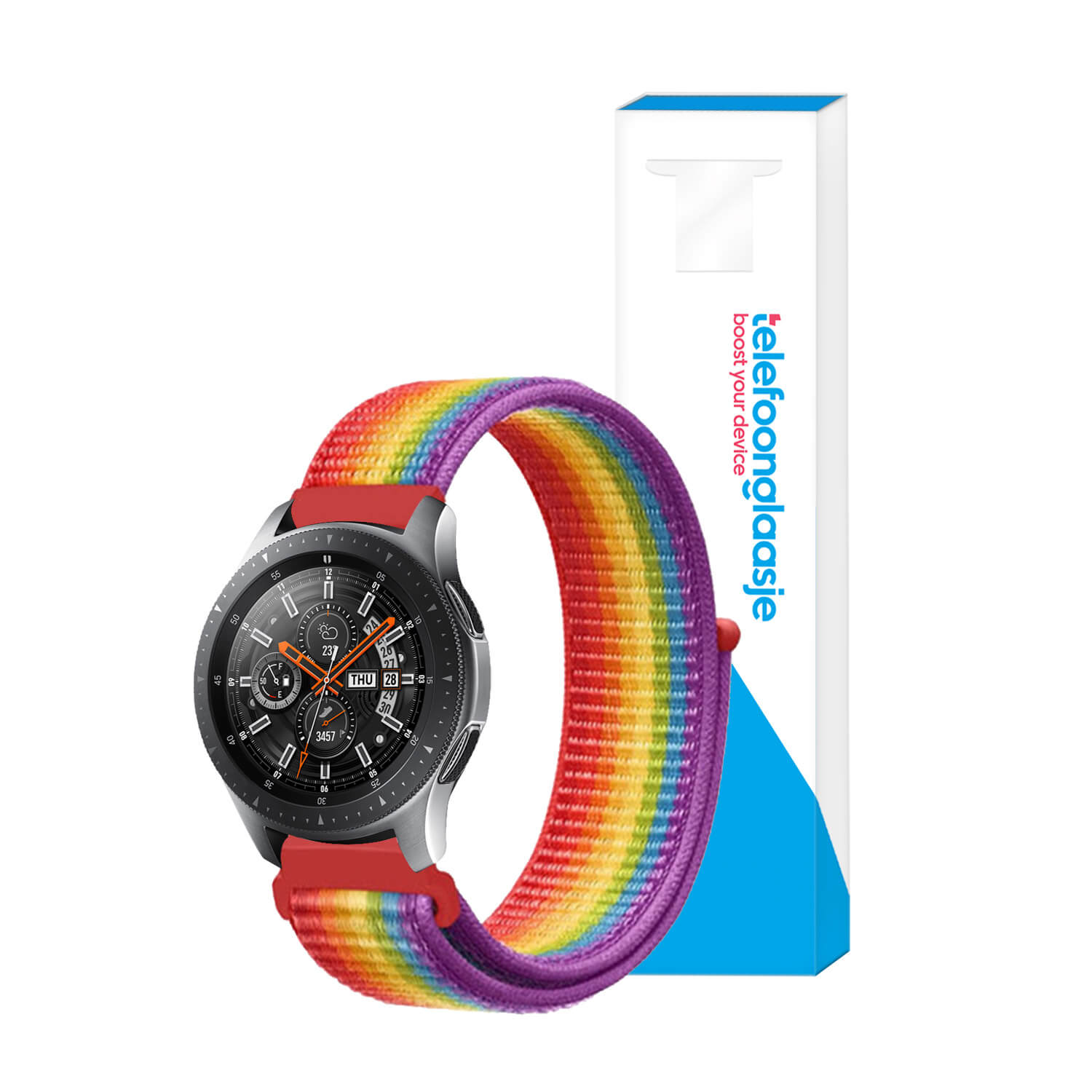 Nylon smartwatch bandje – Regenboog 20mm - Universeel