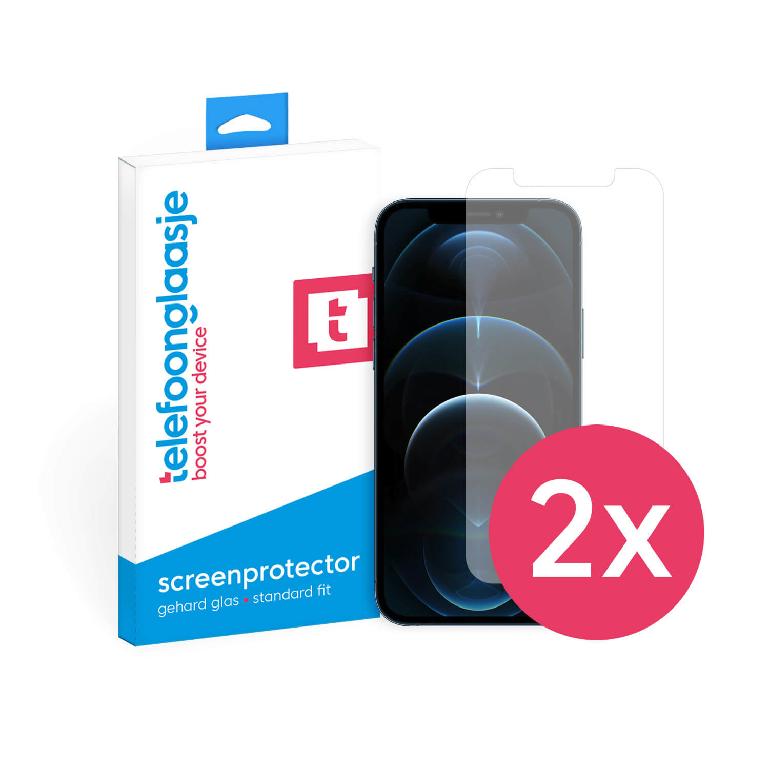 DuoPack: iPhone 12 Pro screenprotector gehard glas