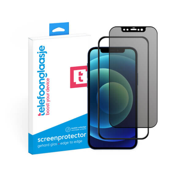 iPhone 12 mini privacy screenprotector met installatietool tempered glass Edge to Edge