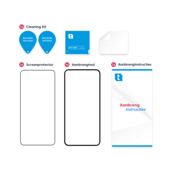 Inhoud verpakking Telefoonglaasje Samsung S21 Plus screenprotector