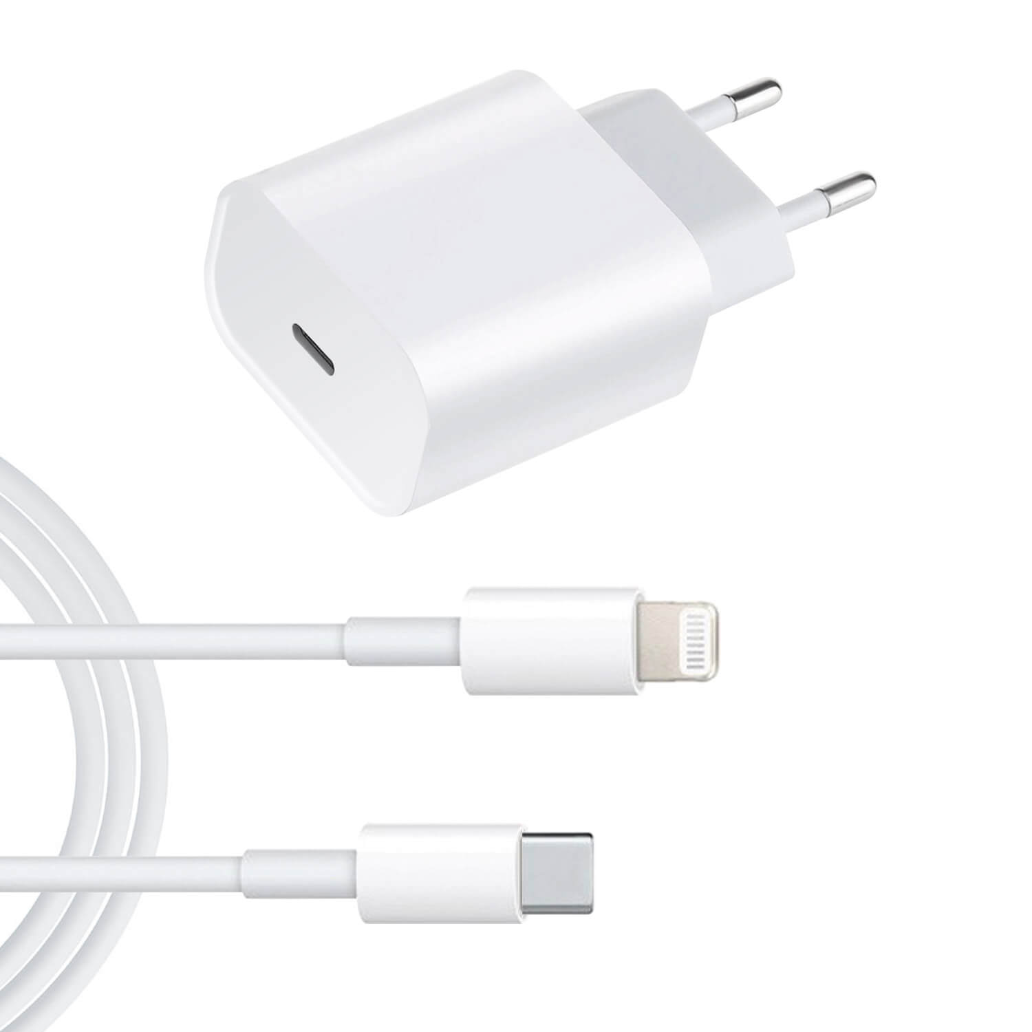 IPhone 14 Pro Max Lightning naar USB-C kabel (2 meter) met USB-C adapter – Wit