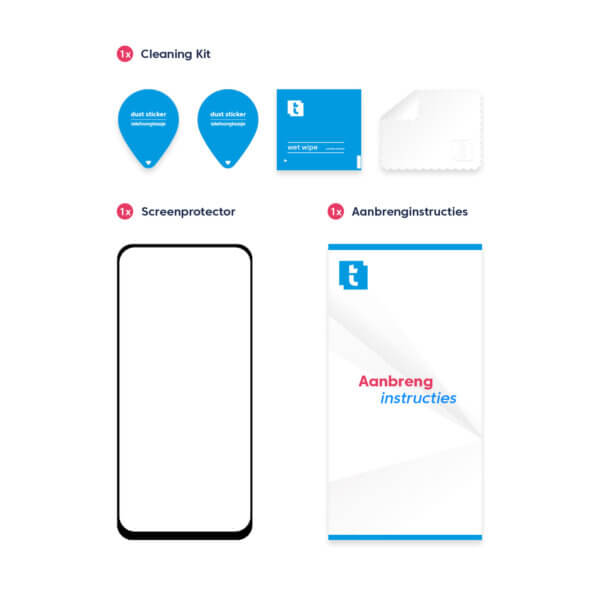 Inhoud Telefoonglaasje verpakking Google Pixel 4a screenprotector