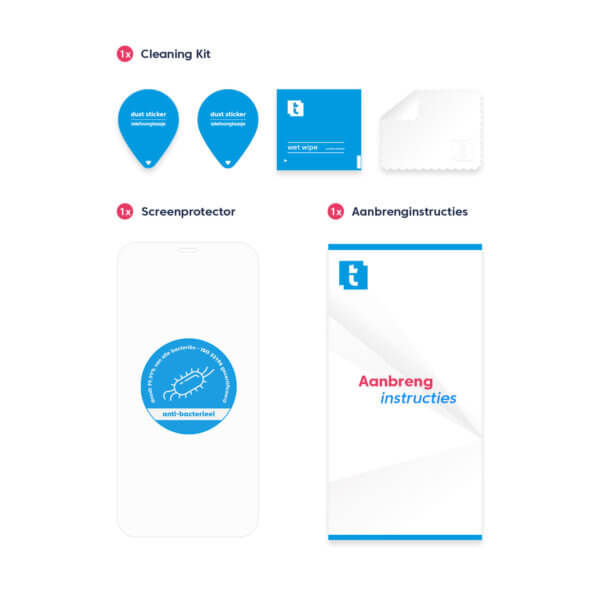Inhoud Telefoonglaasje verpakking iPhone 12 Pro Max anti-bacteriële screenprotector
