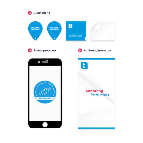 Inhoud Telefoonglaasje verpakking iPhone SE 2020 anti-bacteriële screenprotector