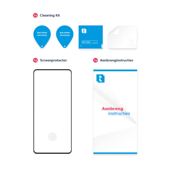 OnePlus 9 Pro screenprotector inhoud van Telefoonglaasje