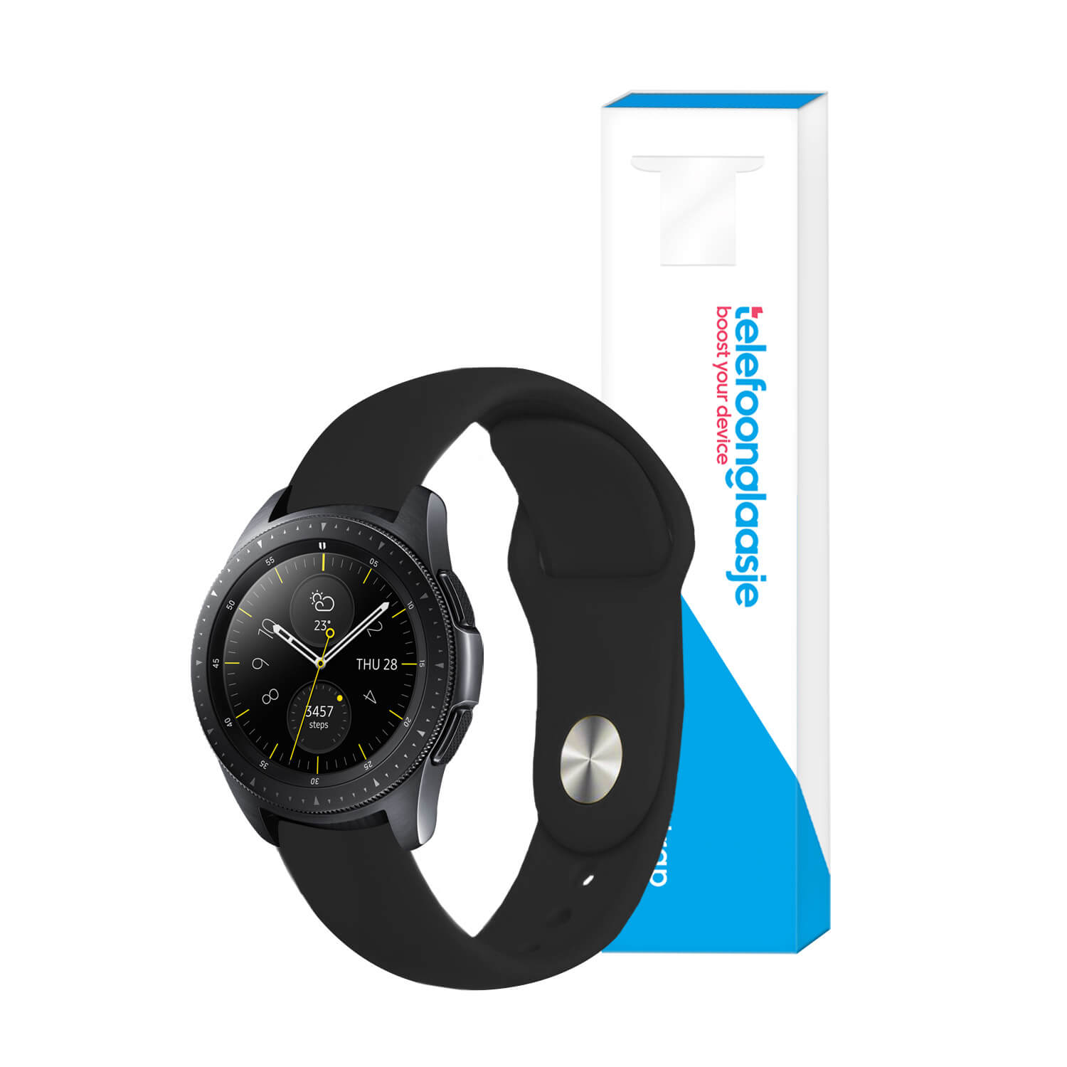 Siliconen smartwatch bandje – Zwart 20mm - Universeel