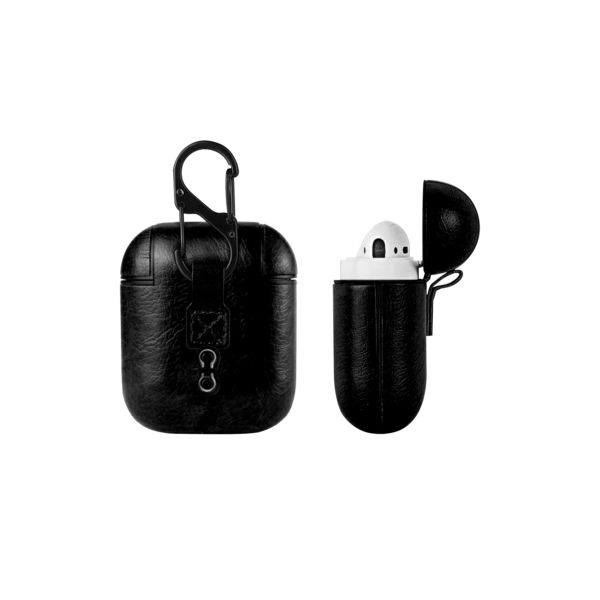 Apple AirPod case PU Leder zwart zijkant