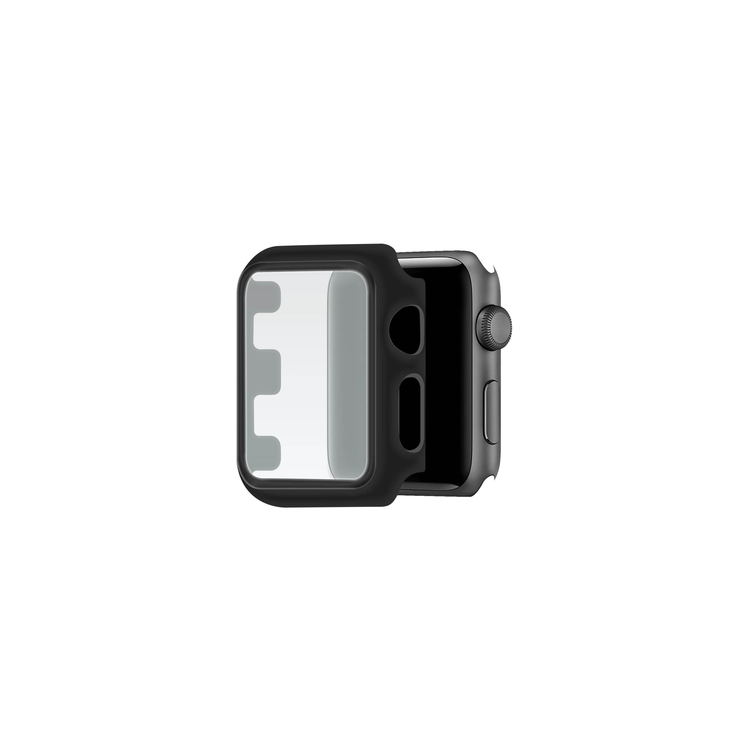 Apple Watch Hoesje met Screenprotector gehard glas - 38mm - Zwart