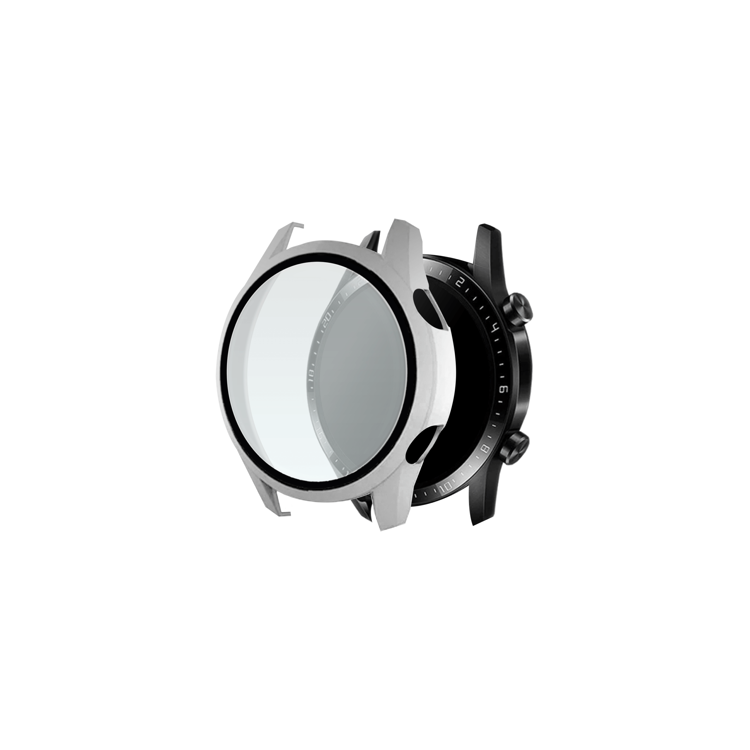 Huawei Watch GT2 46mm Hoesje met Screenprotector gehard glas - Zilver