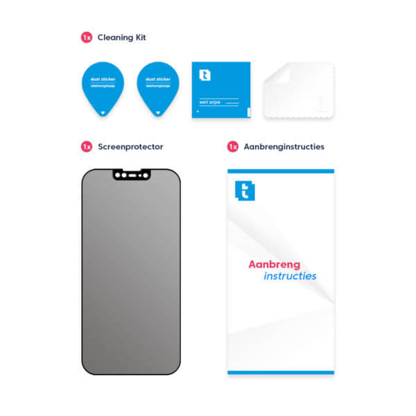 iPhone 13 Pro Privacy screenprotector - Inhoud