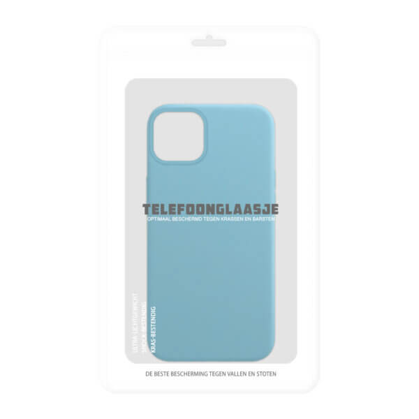 iPhone 13 Mini Siliconen Case - Blauw - in verpakkinga