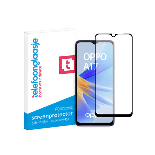 OPPO A17 screenprotector Edge to Edge met verpakking