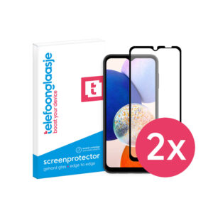 DuoPack Samsung Galaxy A14 5G screenprotector Edge to Edge met Verpakking en logo