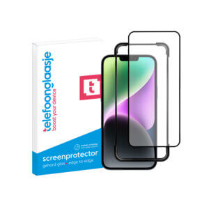 iPhone 15 Plus Edge to Edge telefoonglaasje screenprotector + installatietool met verpakking