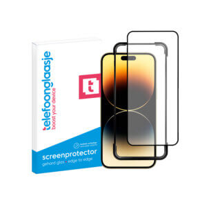 iPhone 15 Pro Max Edge to Edge telefoonglaasje screenprotector + installatietool met verpakking