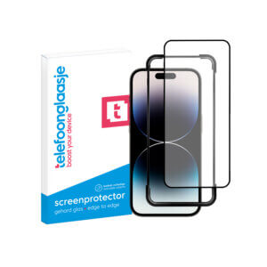 iPhone 15 Pro Edge to Edge telefoonglaasje screenprotector + installatietool met verpakking
