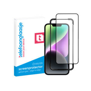 iPhone 15 Edge to Edge telefoonglaasje screenprotector + installatietool met verpakking
