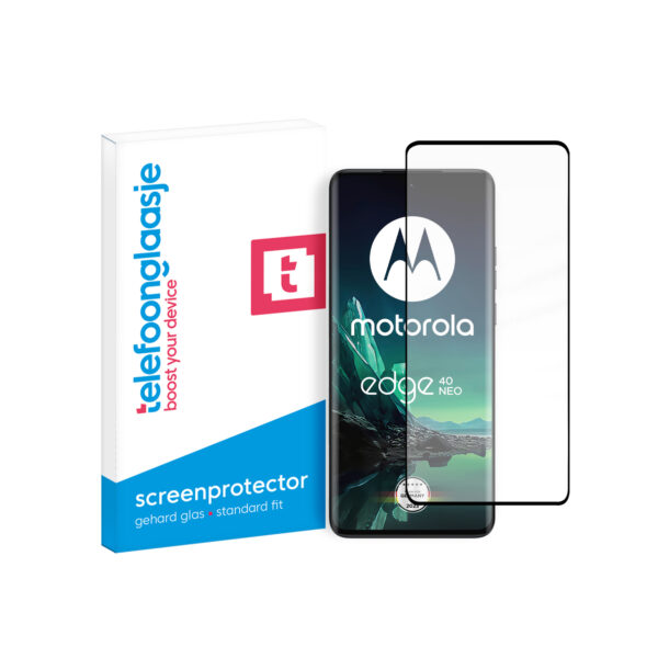 Motorola Edge 40 Neo Telefoonglaasje Edge to Edge screenprotector gehard glas met verpakking