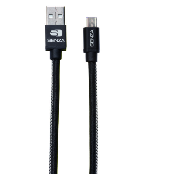 Senza Premium Leather Charge/Sync Cable Micro USB 1.5m. 12W Black Connector