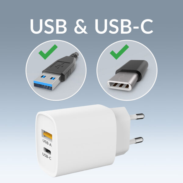 Mobilize Wall Charger USB-C + USB 20W White USP4