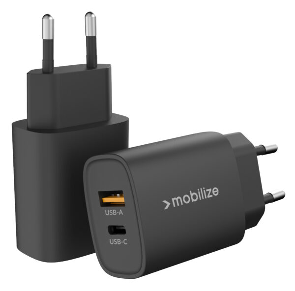 Mobilize Wall Charger USB-C + USB 20W Zwart (BULK)