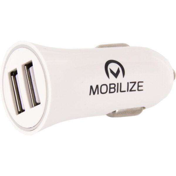 Mobilize Car Charger Dual USB 12W White Ports